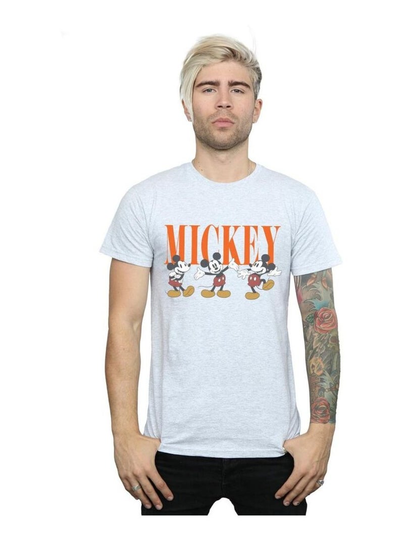 Disney - T-shirt motif Mickey Mouse motif/style Pose Gris chiné - Kiabi