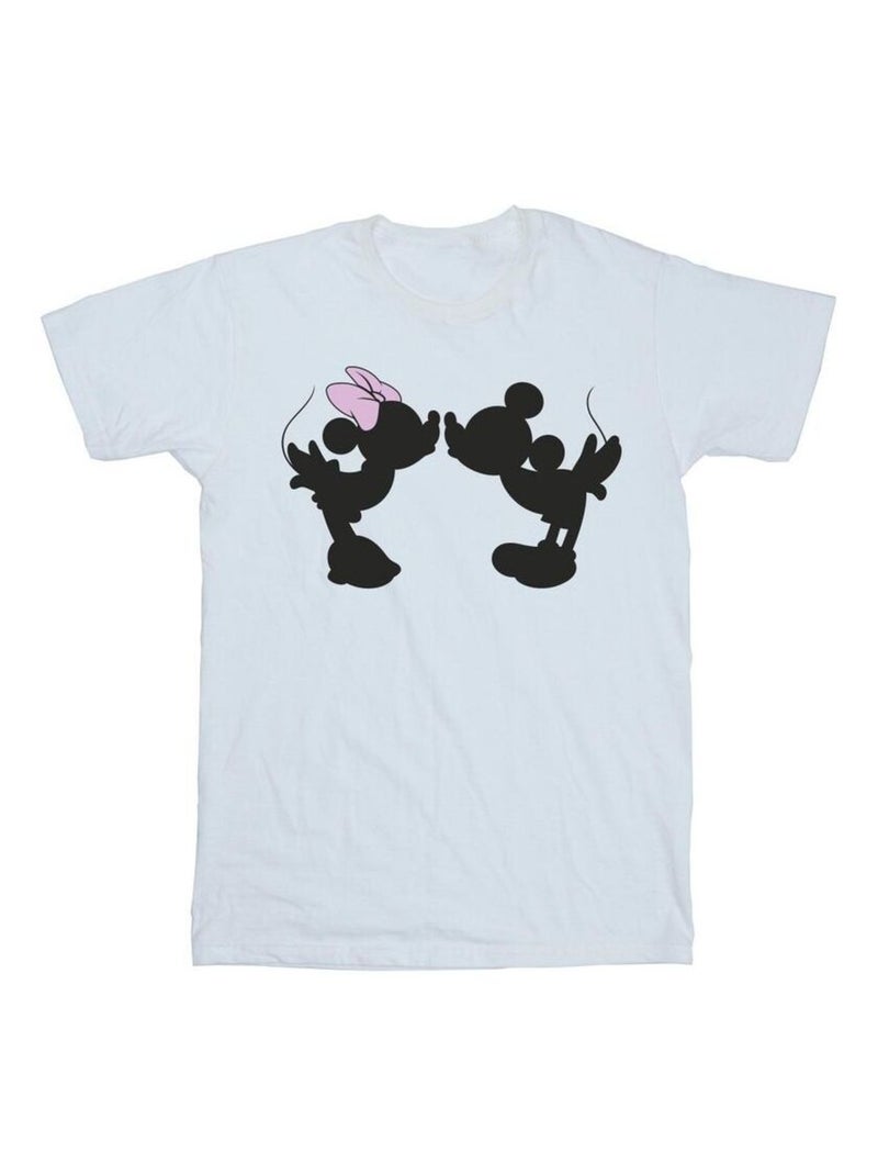 Disney - T-shirt motif Mickey Mouse motif/style silhouette et bisou Blanc - Kiabi