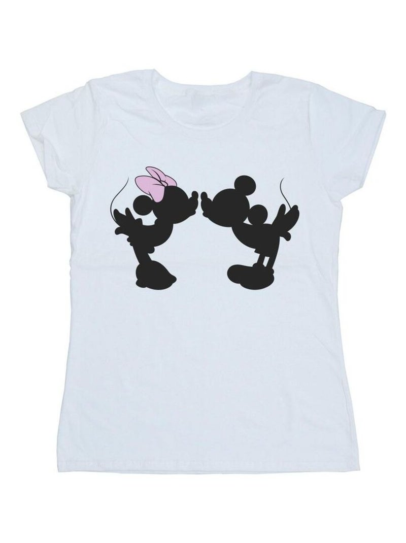 Disney - T-shirt motif Mickey Mouse motif/style silhouette et bisou Blanc - Kiabi