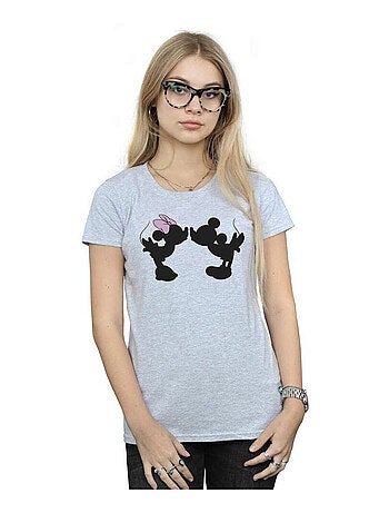 Disney - T-shirt motif Mickey Mouse motif/style silhouette et bisou