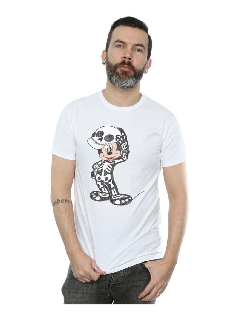 Disney - T-shirt motif Mickey Mouse motif/style Squelette Blanc - Kiabi