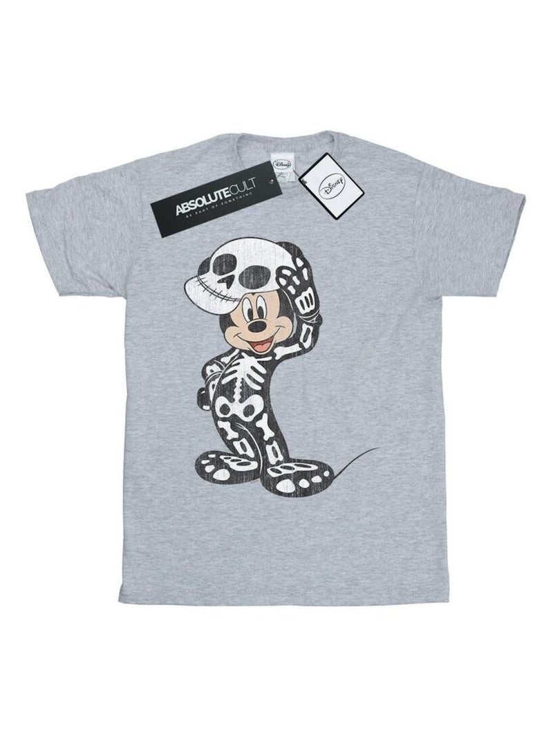 Disney - T-shirt motif Mickey Mouse motif/style Squelette Gris chiné - Kiabi