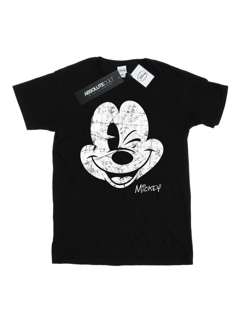 Disney - T-shirt motif Mickey Mouse motif/style visage Noir - Kiabi