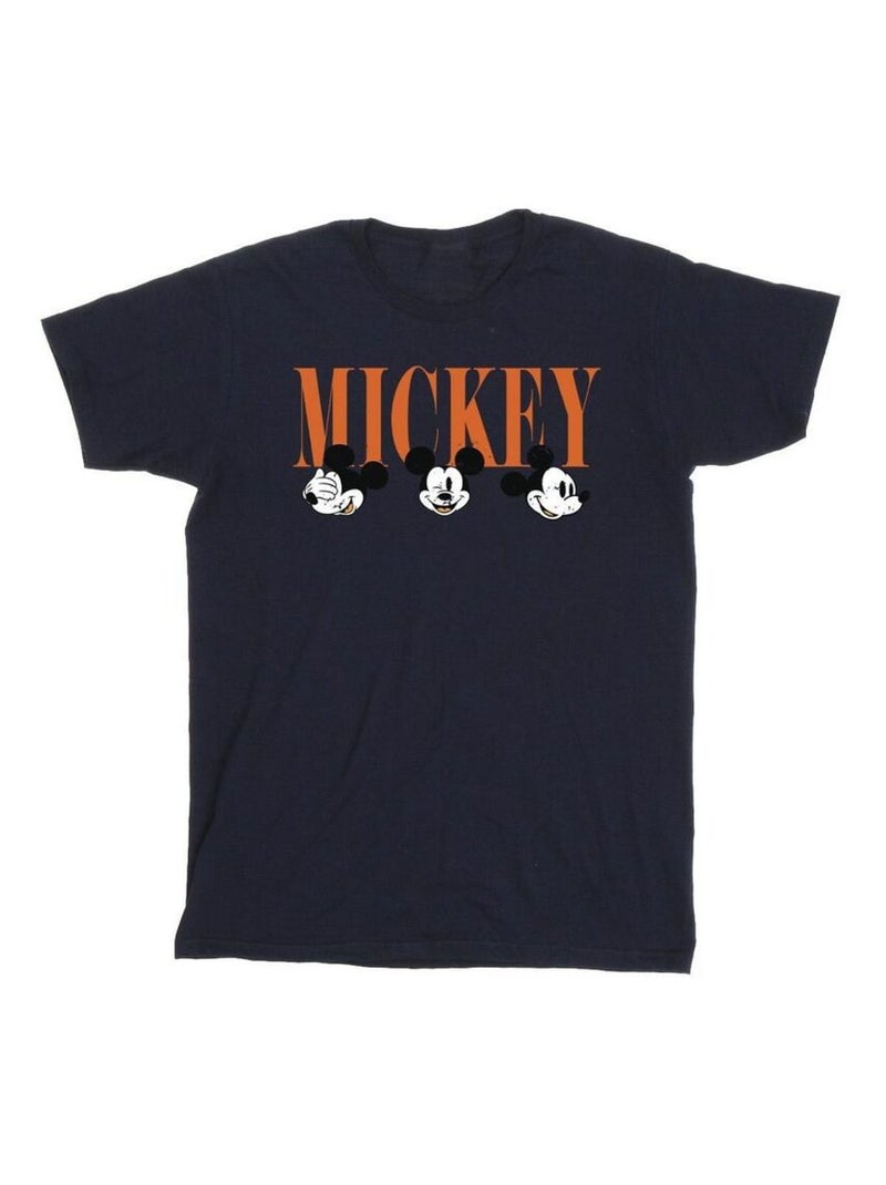 Disney - T-shirt motif Mickey Mouse motif/style visages Bleu marine - Kiabi