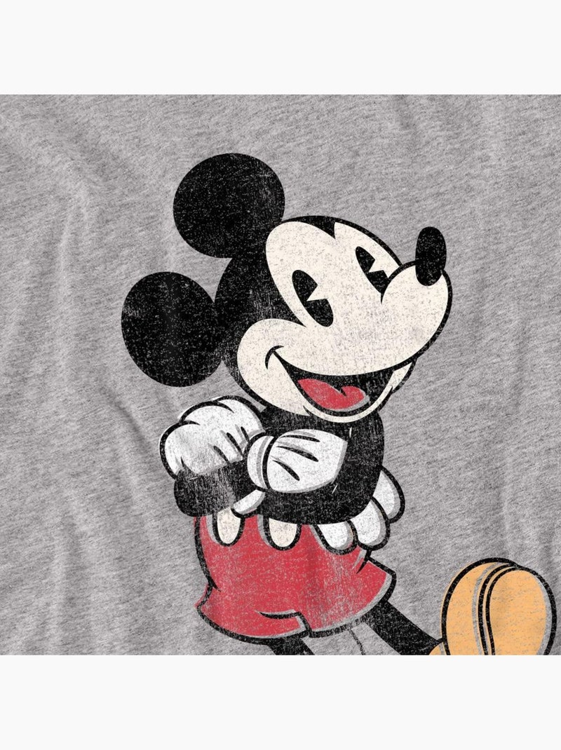 Disney - T-shirt motif Mickey Mouse style pose classique Gris chiné - Kiabi