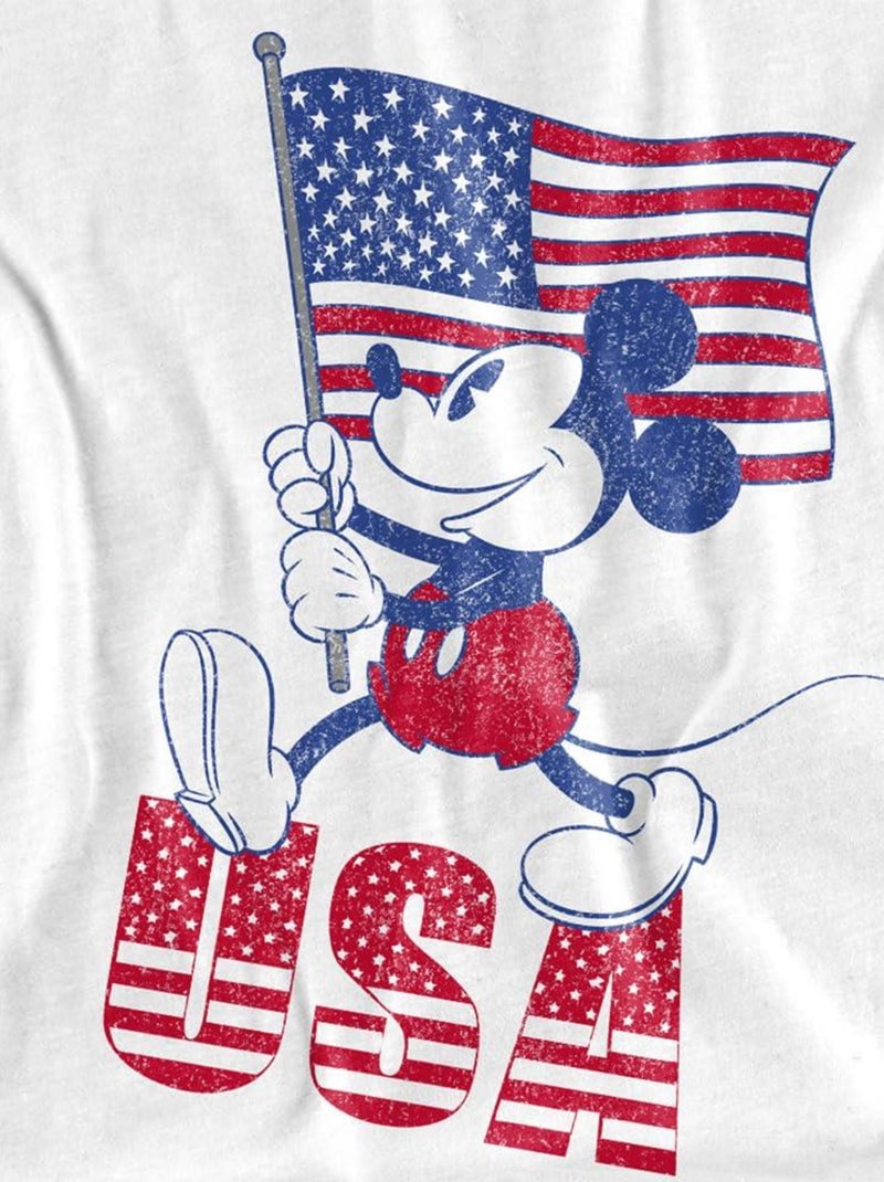 Disney - T-shirt motif Mickey Mouse USA Blanc - Kiabi