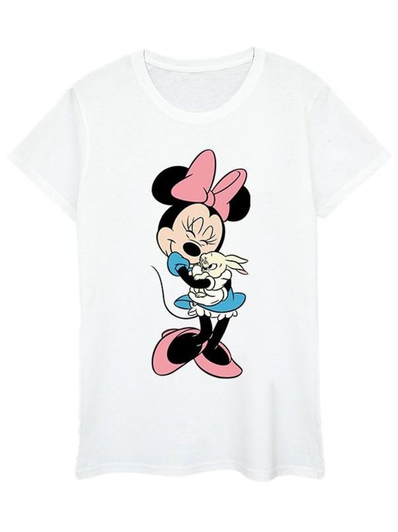 Disney - T-shirt motif Minnie Mouse motif/style Câlin avec lapin BUNNY Blanc - Kiabi