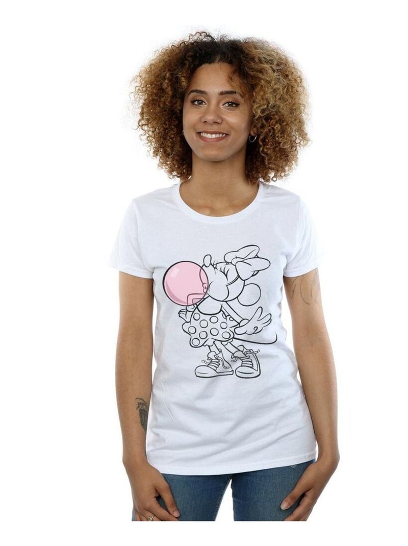 Disney - T-shirt motif Minnie Mouse motif/style Chewing-gum Blanc - Kiabi