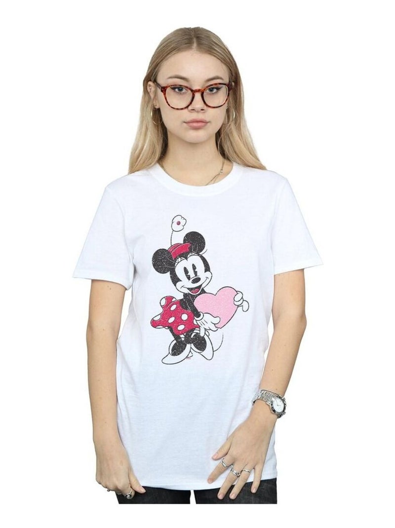 Disney - T-shirt motif Minnie Mouse motif/style Cœur Blanc - Kiabi