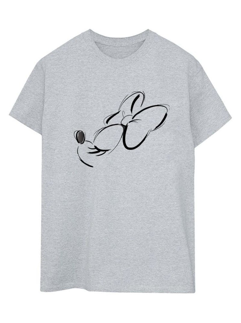 Disney - T-shirt motif Minnie Mouse motif/style Nez en l'air NOSE UP Gris chiné - Kiabi