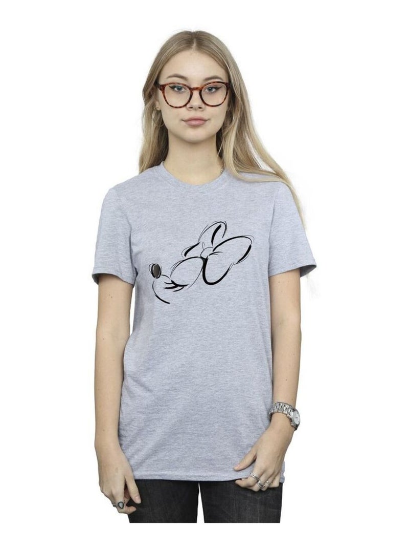 Disney - T-shirt motif Minnie Mouse motif/style Nez en l'air NOSE UP Gris chiné - Kiabi