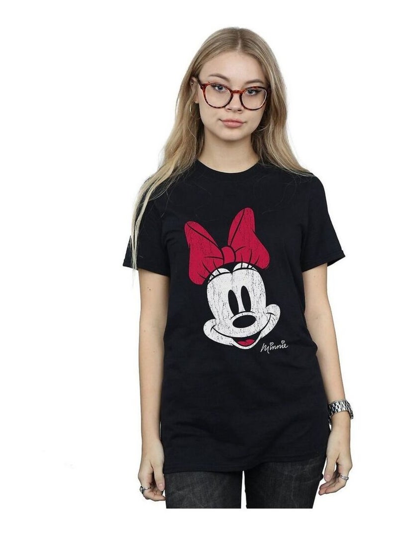 Disney - T-shirt motif Minnie Mouse style usé (Minnie Mouse) Noir - Kiabi