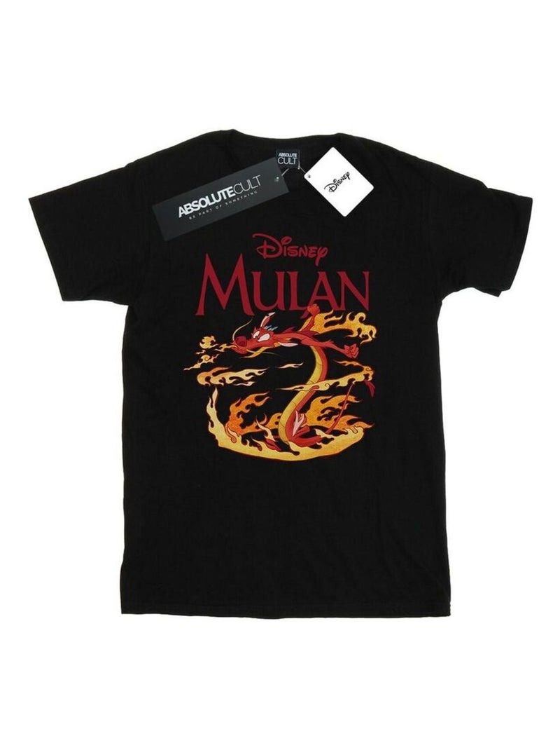 Disney - T-shirt motif Mulan et Mushu motif/style Orange DRAGON FIRE Noir - Kiabi