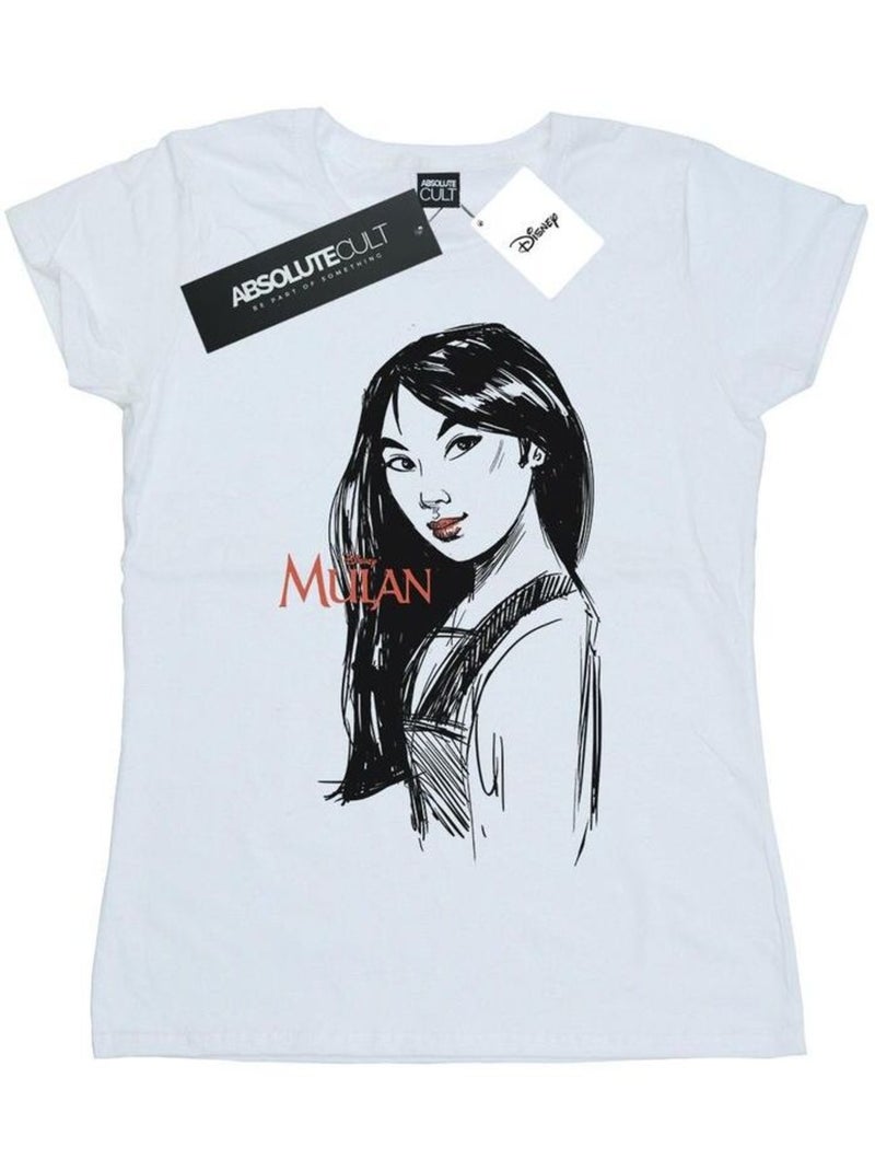 Disney - T-shirt motif Mulan motif/style croquis SKETCH Blanc - Kiabi