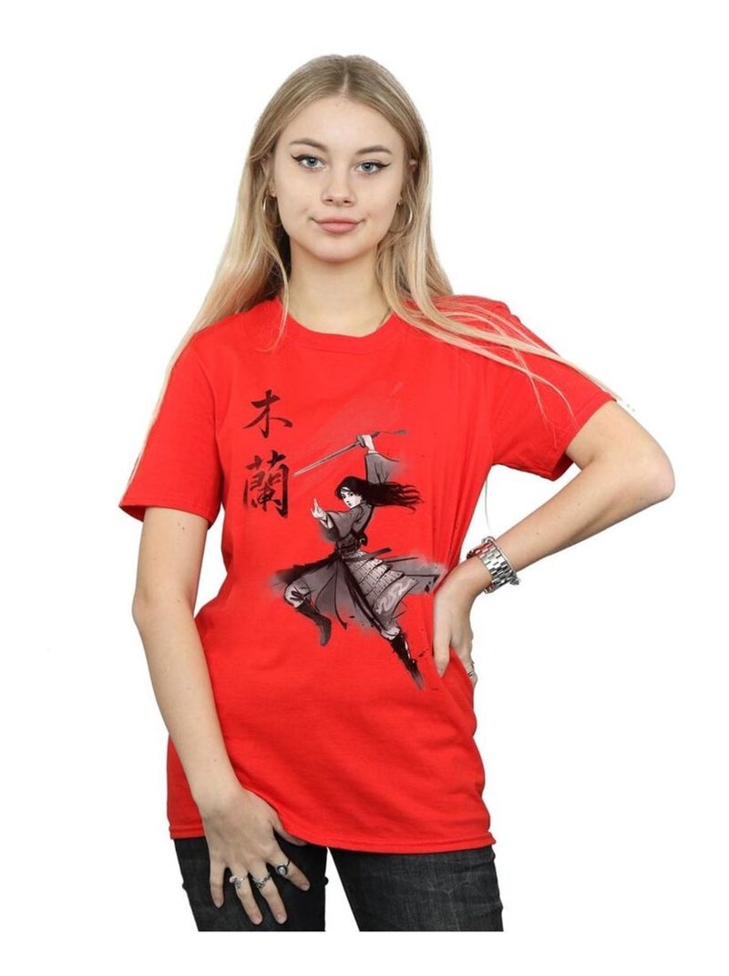 Disney - T-shirt motif Mulan motif/style épée et saut Rouge - Kiabi