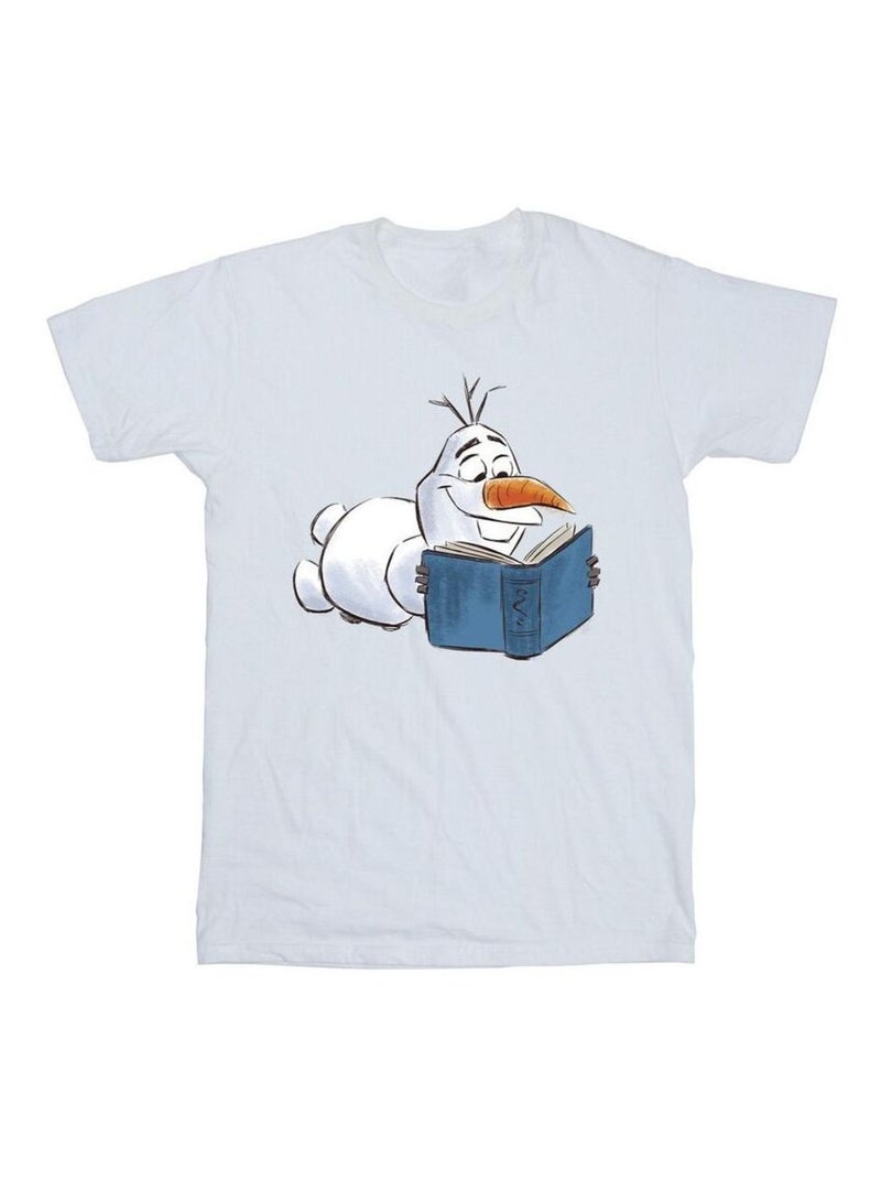 Disney - T-shirt motif Olaf motif/style Lecture La Reine des Neiges Blanc - Kiabi