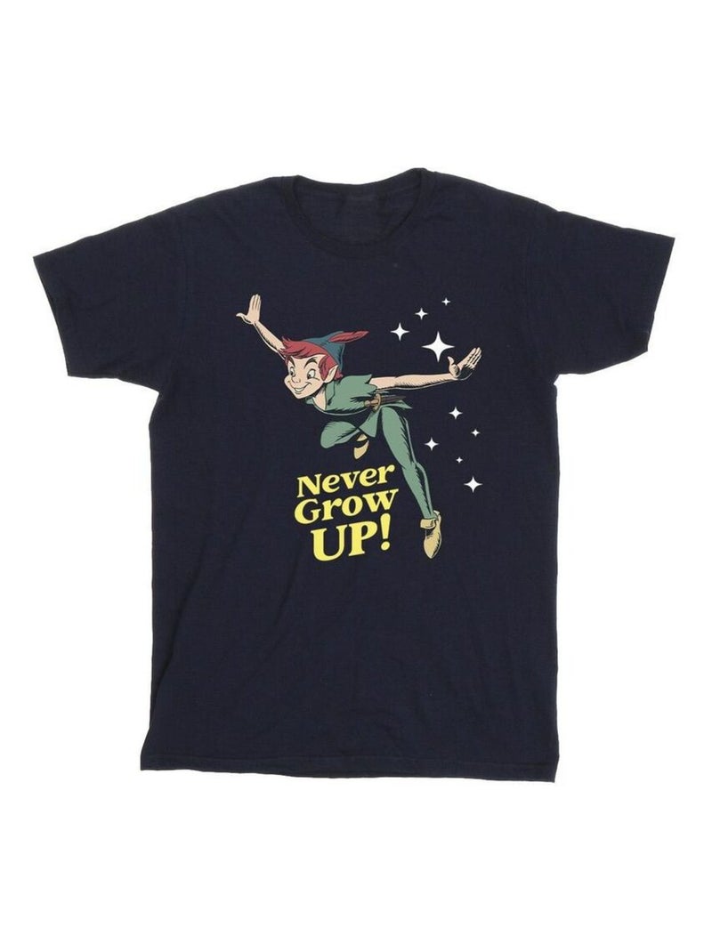 Disney - T-shirt motif Peter Pan NEVER GROW UP Bleu marine - Kiabi