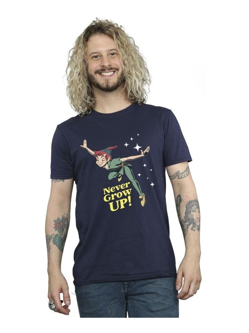 Disney - T-shirt motif Peter Pan NEVER GROW UP Bleu marine - Kiabi
