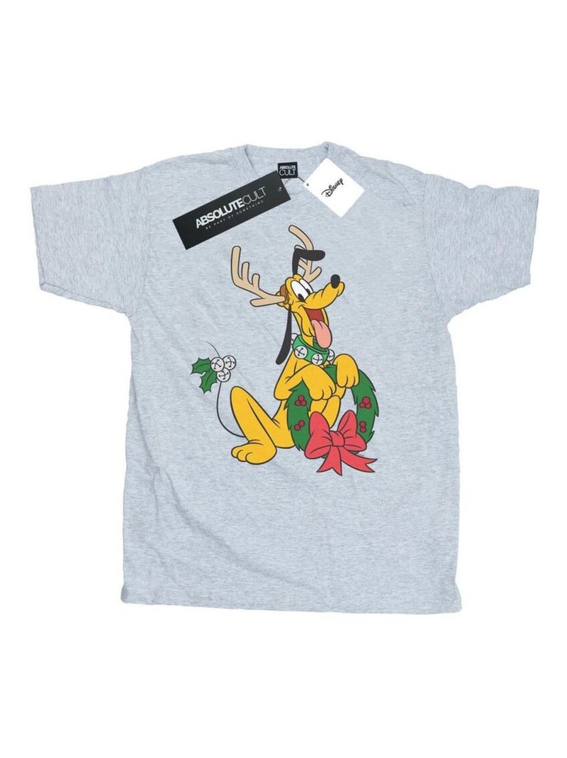 Disney - T-shirt motif Pluto motif/style Renne Gris chiné - Kiabi