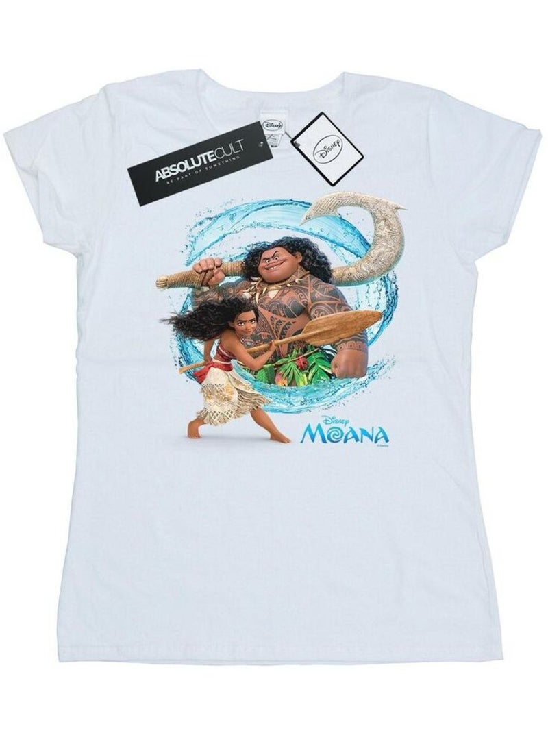 Disney - T-shirt motif Vaiana et Maui motif/style ondulé Blanc - Kiabi