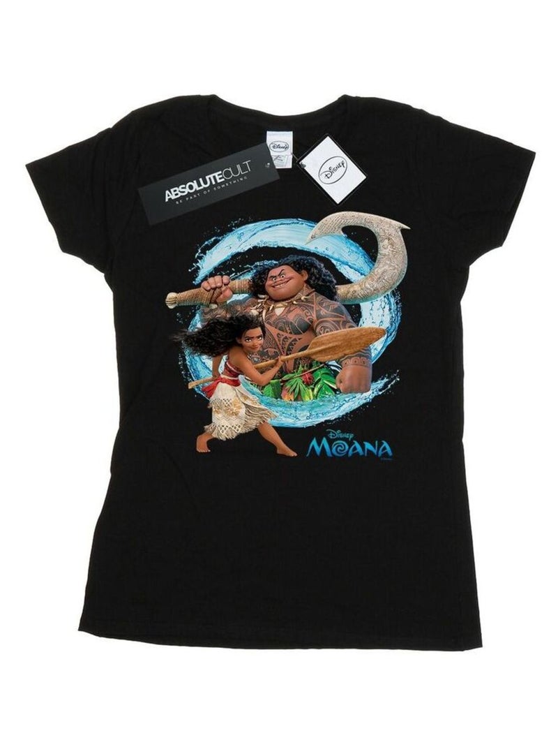 Disney - T-shirt motif Vaiana et Maui motif/style ondulé Noir - Kiabi