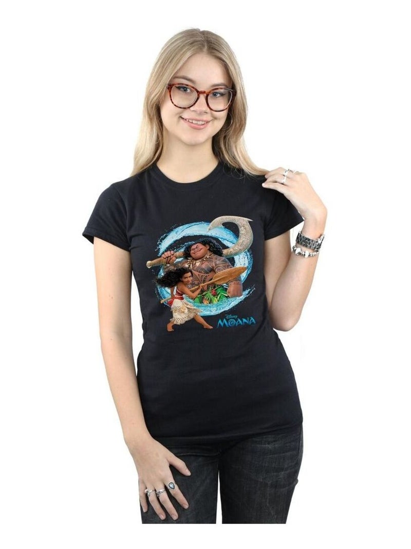 Disney - T-shirt motif Vaiana et Maui motif/style ondulé Noir - Kiabi