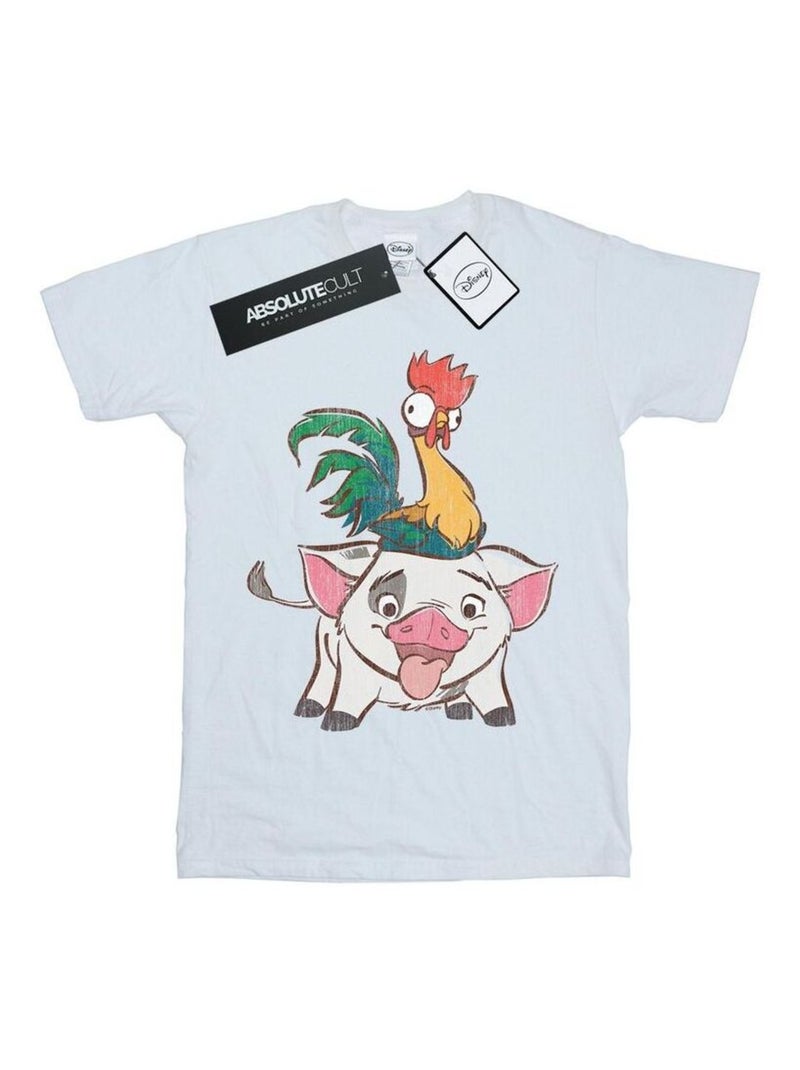 Disney - T-shirt motif Vaiana, Hei Hei et Pua Blanc - Kiabi