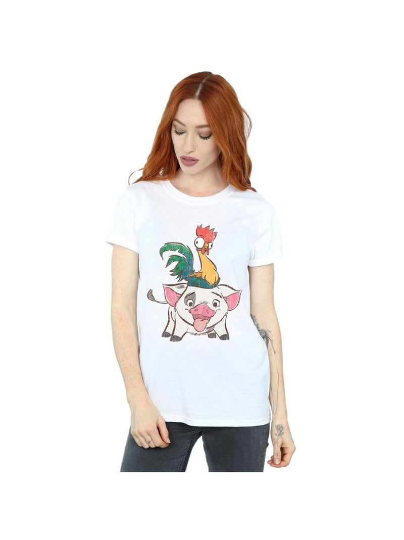 Disney - T-shirt motif Vaiana, Hei Hei et Pua Blanc - Kiabi