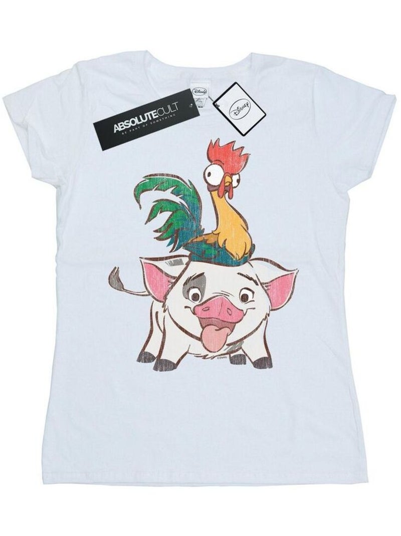 Disney - T-shirt motif Vaiana, Hei Hei et Pua Blanc - Kiabi