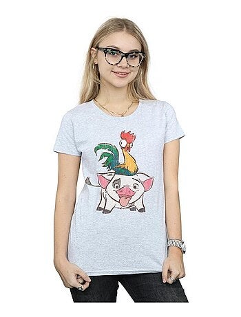 Disney - T-shirt motif Vaiana, Hei Hei et Pua