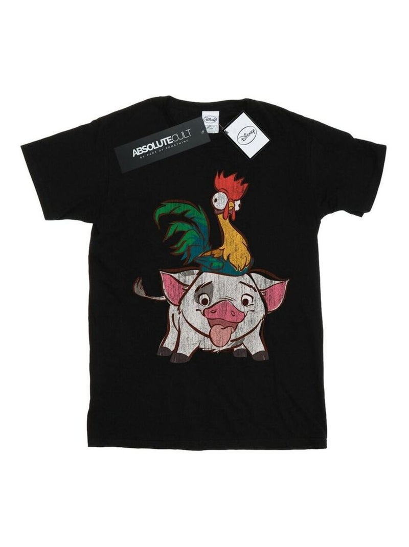 Disney - T-shirt motif Vaiana, Hei Hei et Pua Noir - Kiabi