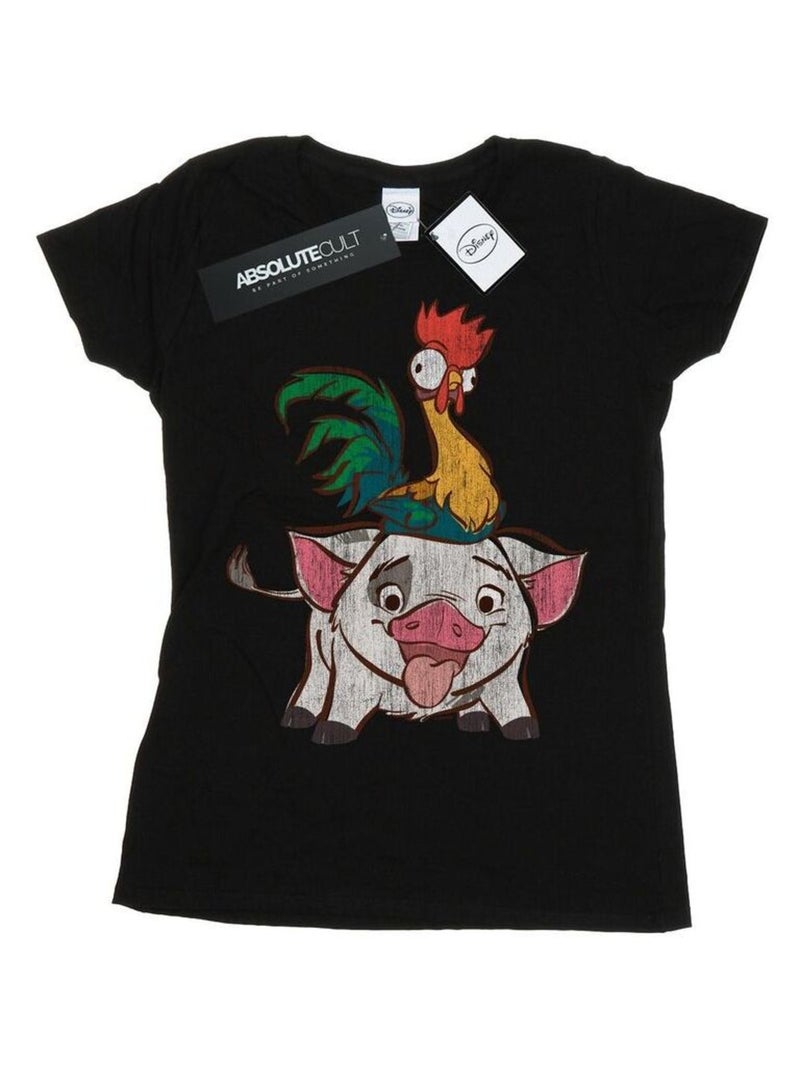 Disney - T-shirt motif Vaiana, Hei Hei et Pua Noir - Kiabi