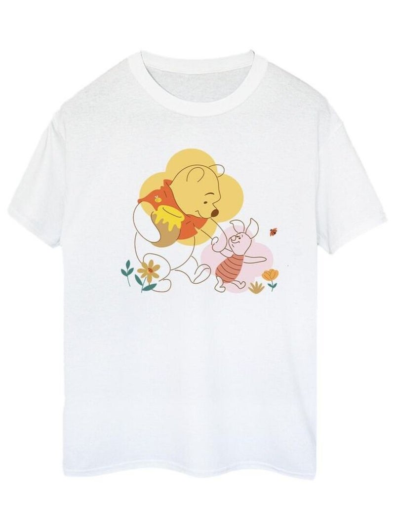 Disney - T-shirt motif Winnie l'ourson et Porcinet Blanc - Kiabi