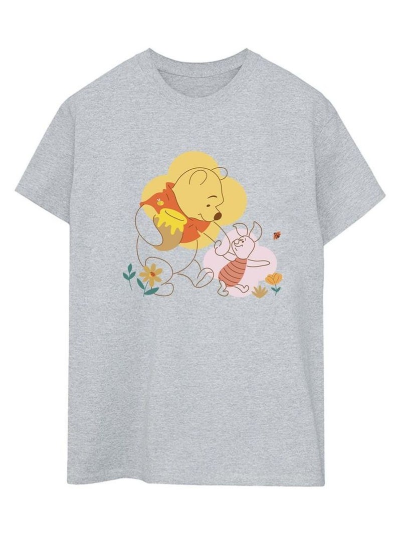 Disney - T-shirt motif Winnie l'ourson et Porcinet Gris chiné - Kiabi