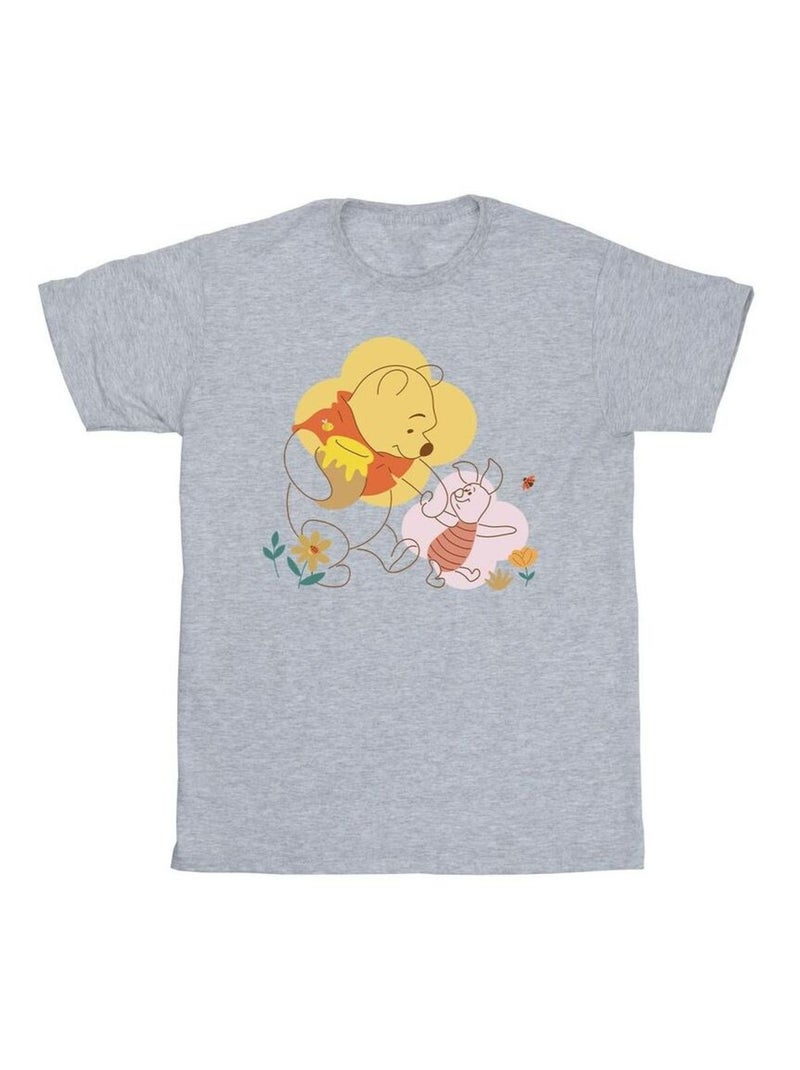 Disney - T-shirt motif Winnie l'ourson et Porcinet Gris chiné - Kiabi