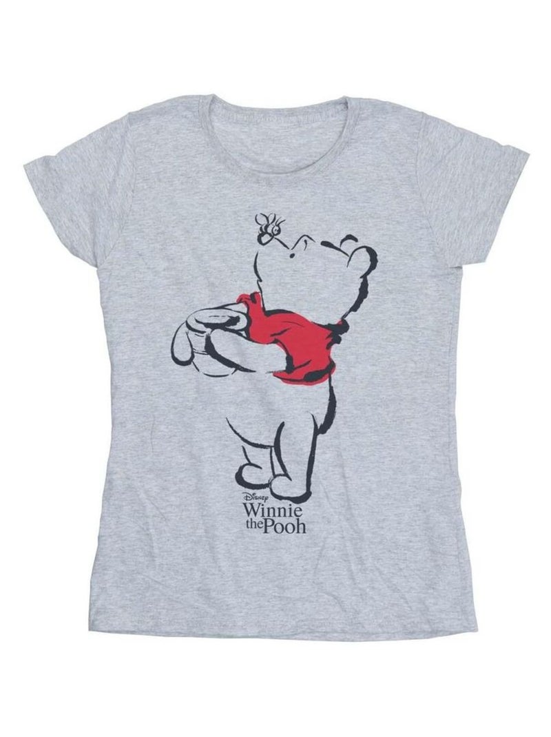 Disney - T-shirt motif Winnie l'ourson motif/style croquis Gris chiné - Kiabi