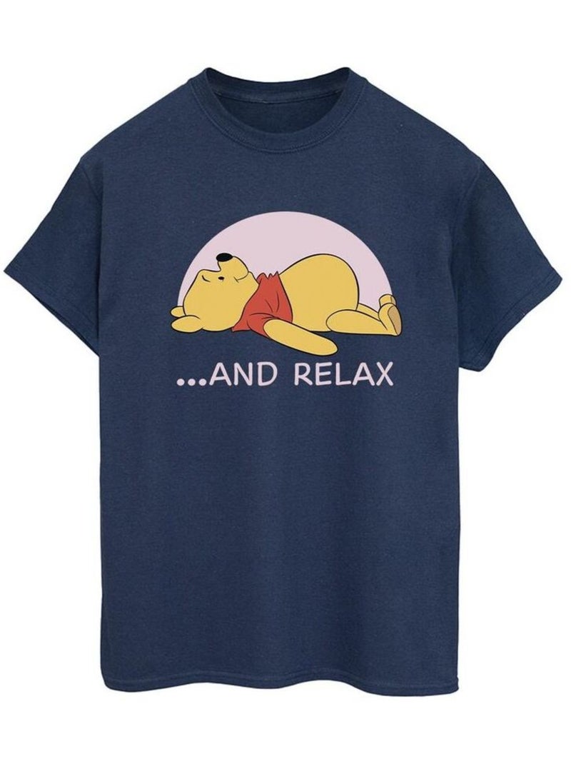 Disney - T-shirt motif Winnie l'ourson motif/style Relax RELAX Bleu marine - Kiabi