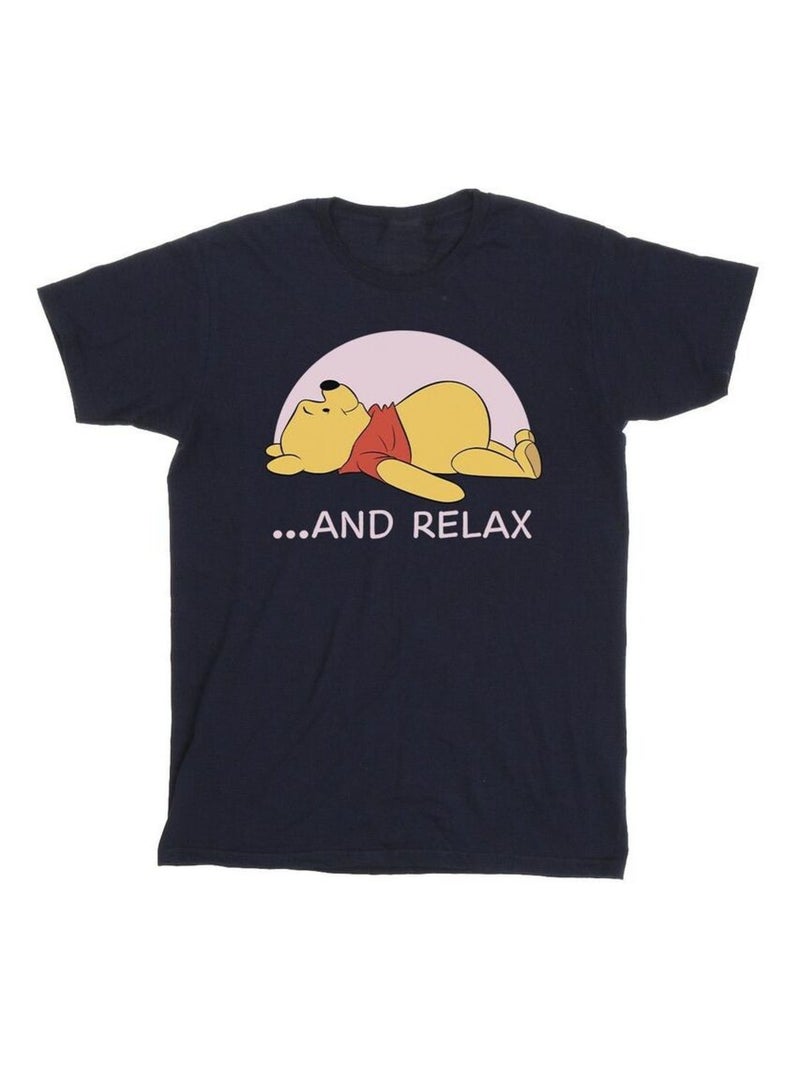 Disney - T-shirt motif Winnie l'ourson motif/style Relax RELAX Bleu marine - Kiabi