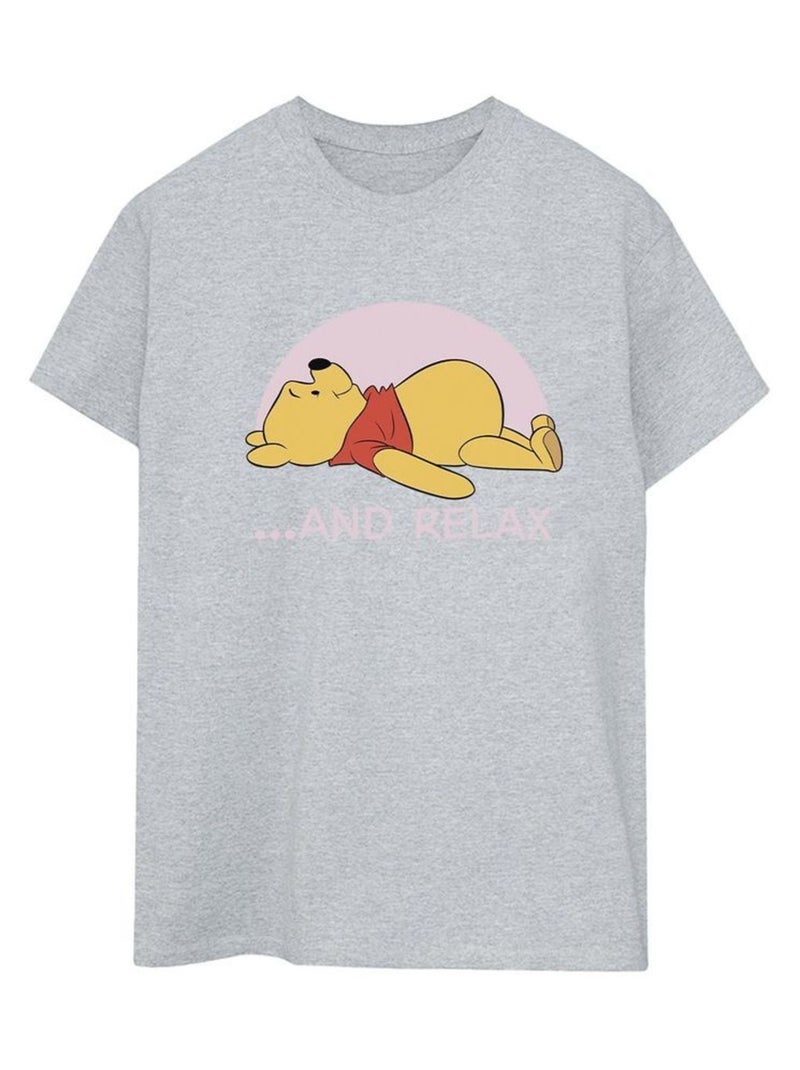 Disney - T-shirt motif Winnie l'ourson motif/style Relax RELAX Gris chiné - Kiabi