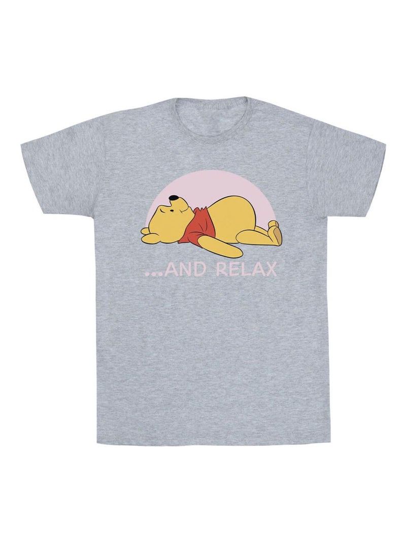 Disney - T-shirt motif Winnie l'ourson motif/style Relax RELAX Gris chiné - Kiabi