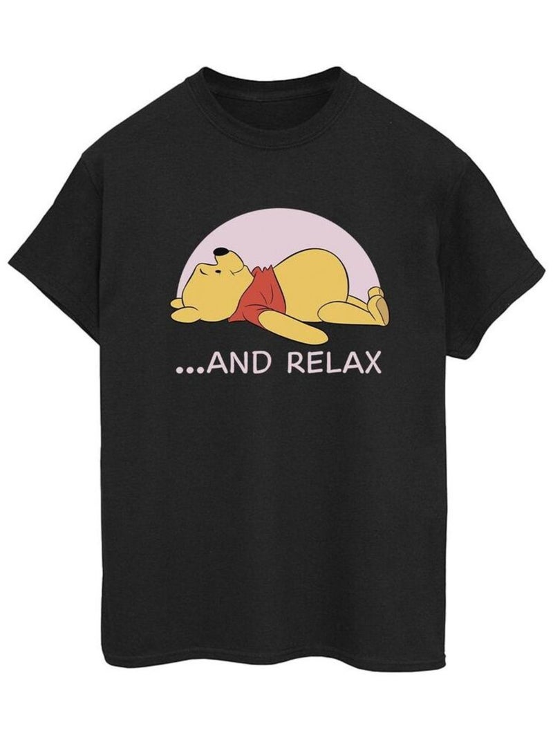 Disney - T-shirt motif Winnie l'ourson motif/style Relax RELAX Noir - Kiabi