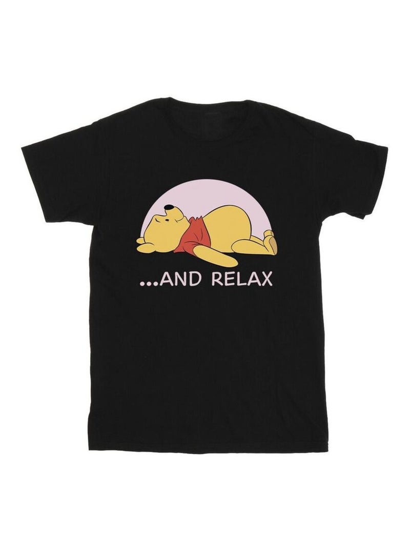 Disney - T-shirt motif Winnie l'ourson motif/style Relax RELAX Noir - Kiabi