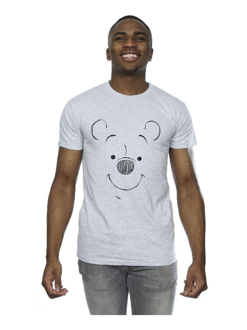 Disney - T-shirt motif Winnie l'ourson motif/style visage Gris chiné - Kiabi