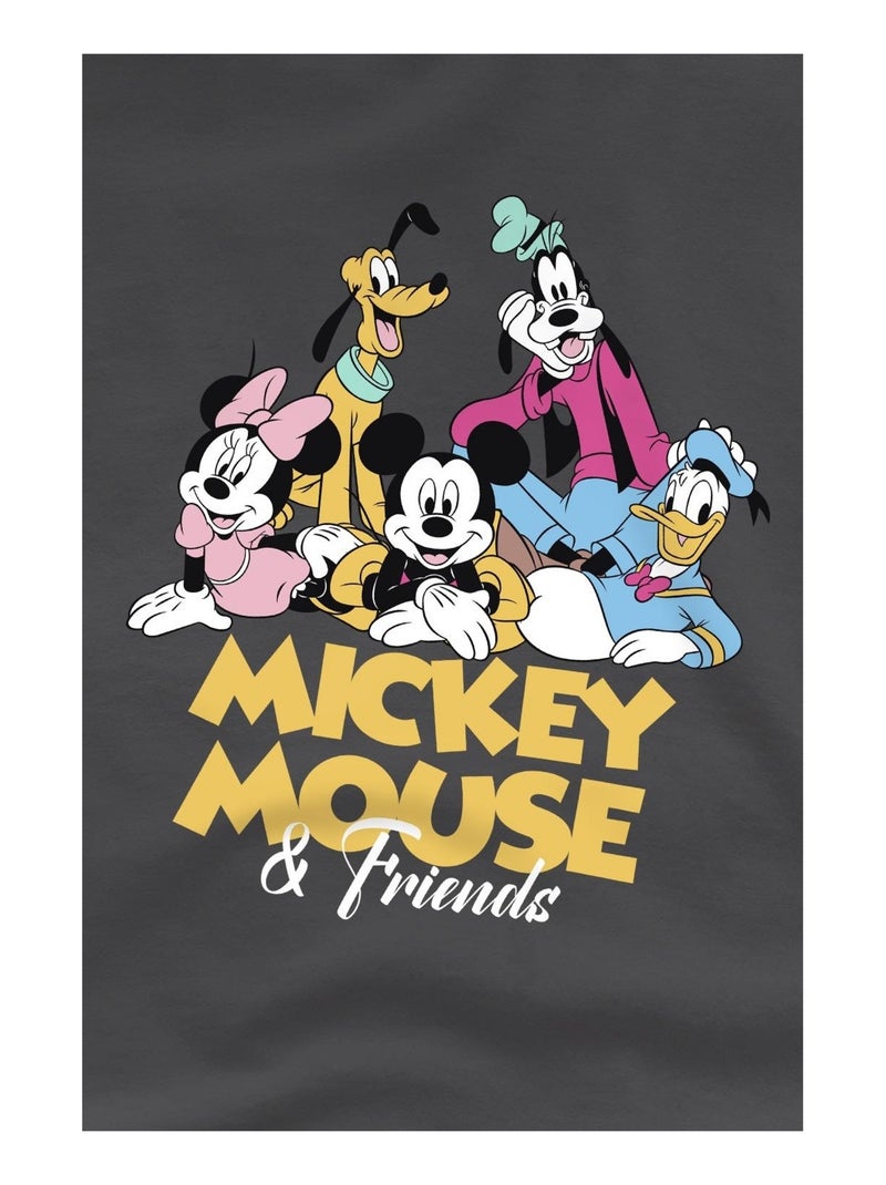 Disney - T-shirt motifs Mickey Mouse et ses amis (Mickey Mouse et ses amis) Gris Noir - Kiabi