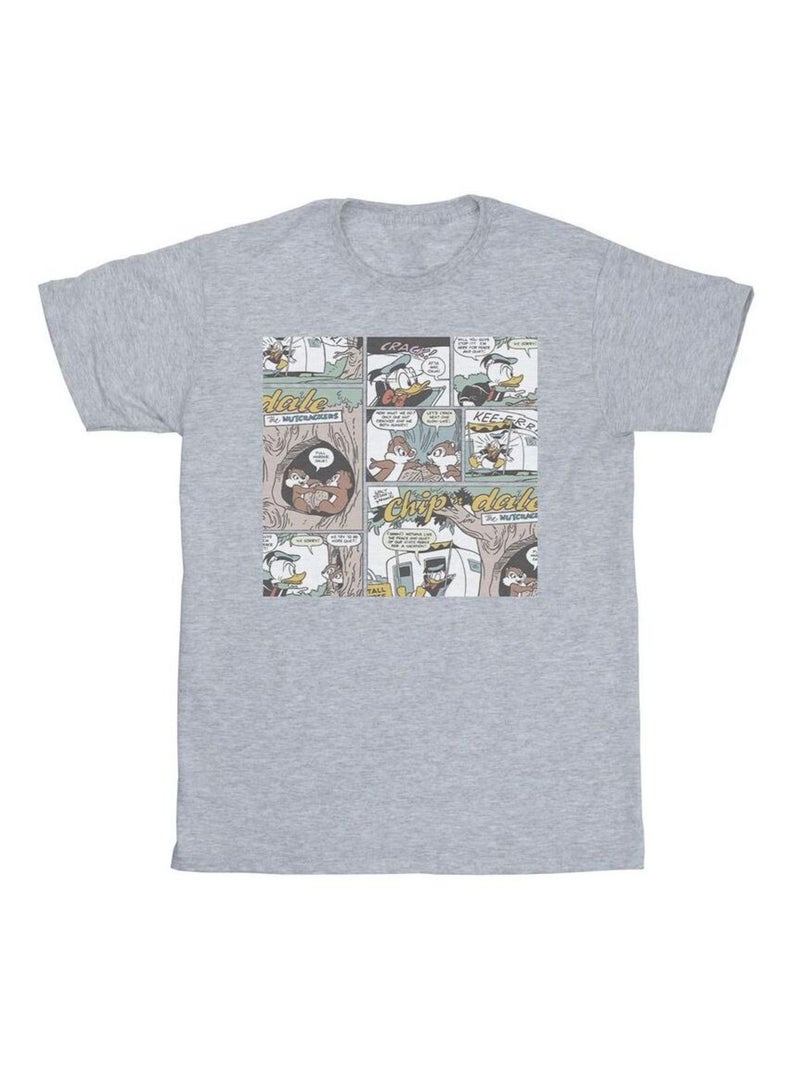 Disney - T-shirt motif/style bande dessinée CHIP 'N DALE Gris chiné - Kiabi