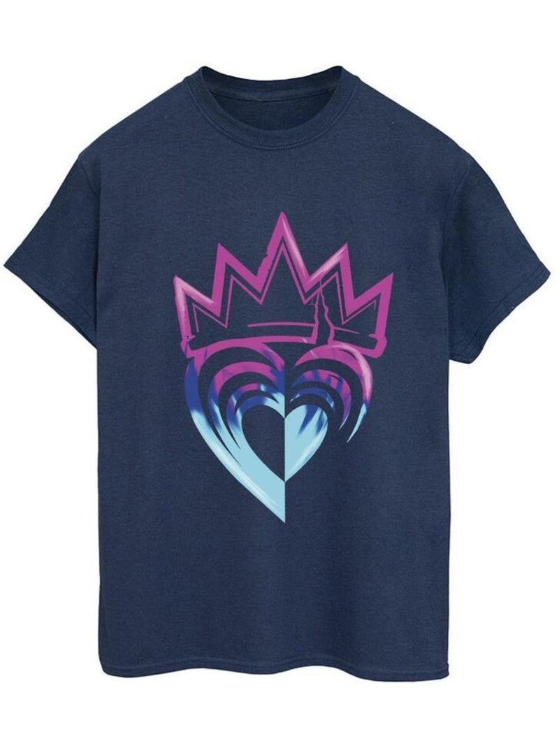 Disney - T-shirt motif/style Couronne DESCENDANTS Bleu marine - Kiabi