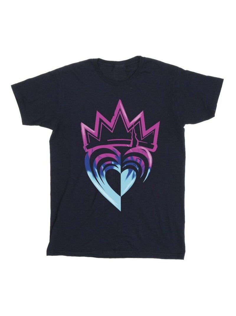Disney - T-shirt motif/style Couronne DESCENDANTS Bleu marine - Kiabi