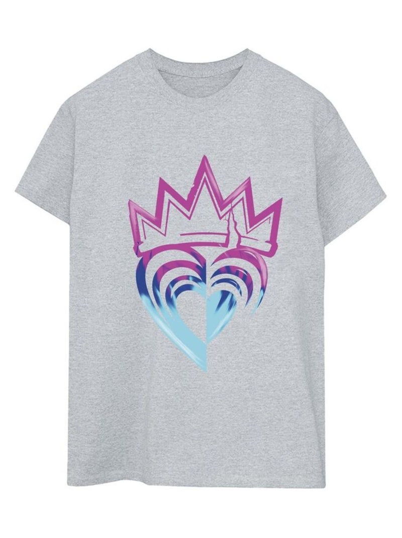 Disney - T-shirt motif/style Couronne DESCENDANTS Gris chiné - Kiabi