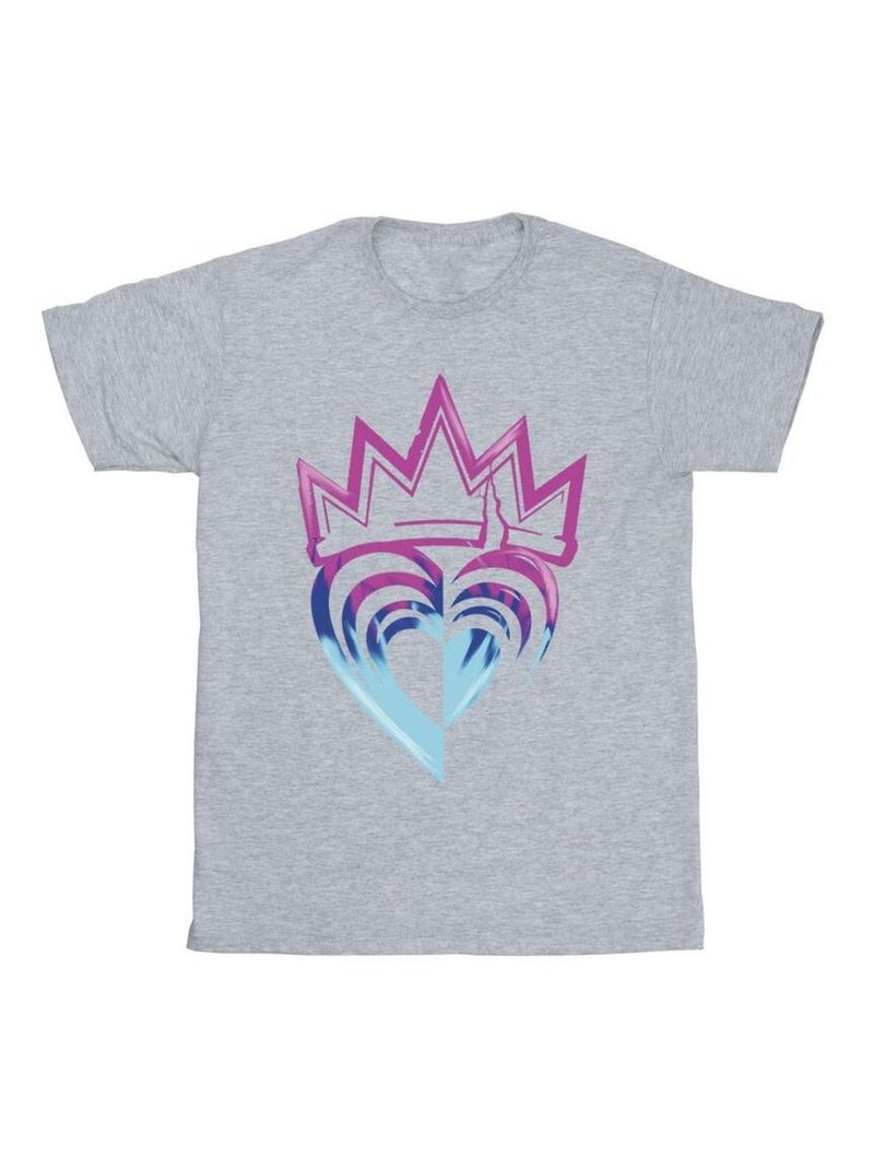 Disney - T-shirt motif/style Couronne DESCENDANTS Gris chiné - Kiabi