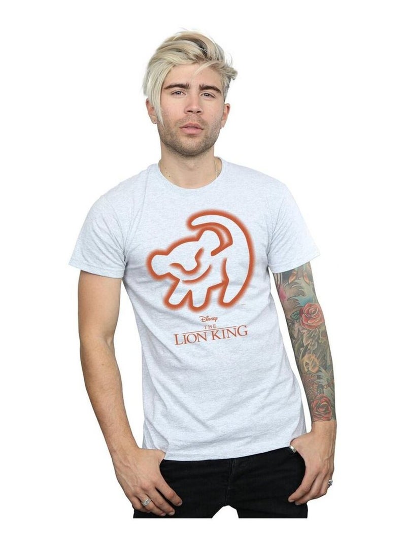 Disney - T-shirt motif/style Dessin de grotte Le Roi Lion Gris chiné - Kiabi